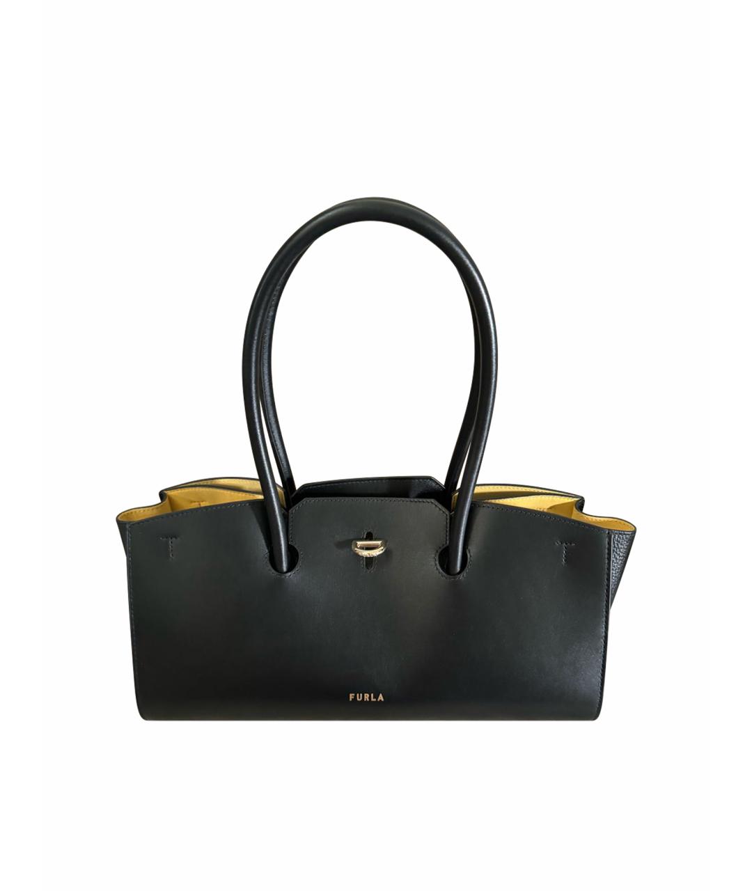 FURLA Черная кожаная сумка с короткими ручками, фото 1