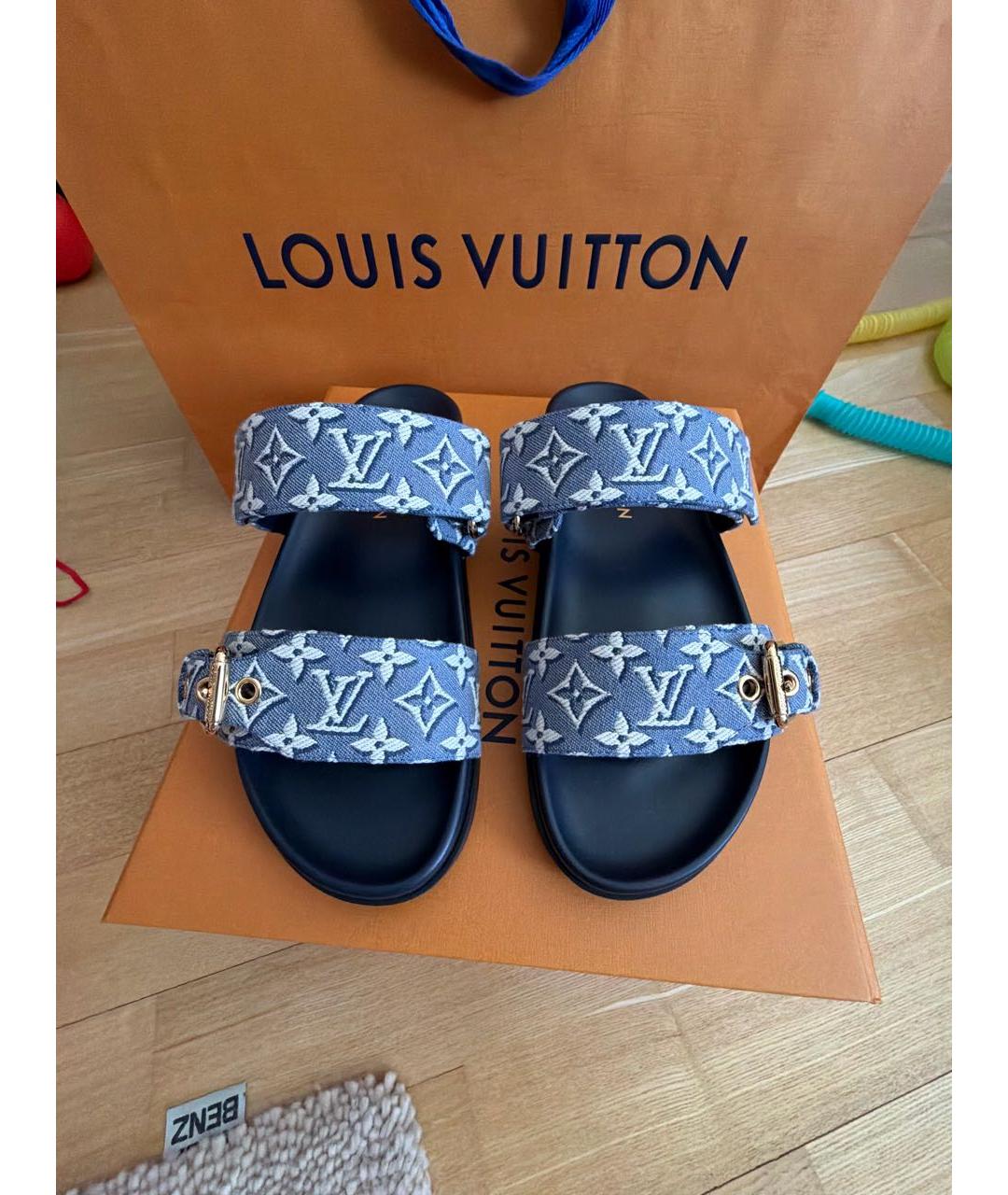 LOUIS VUITTON Синие текстильные сандалии, фото 2