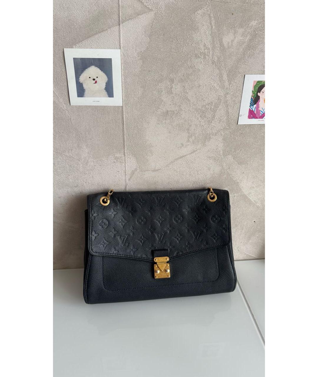 LOUIS VUITTON Черная кожаная сумка через плечо, фото 3