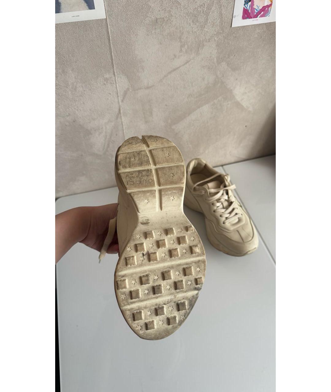 GUCCI Белые кожаные кроссовки, фото 3