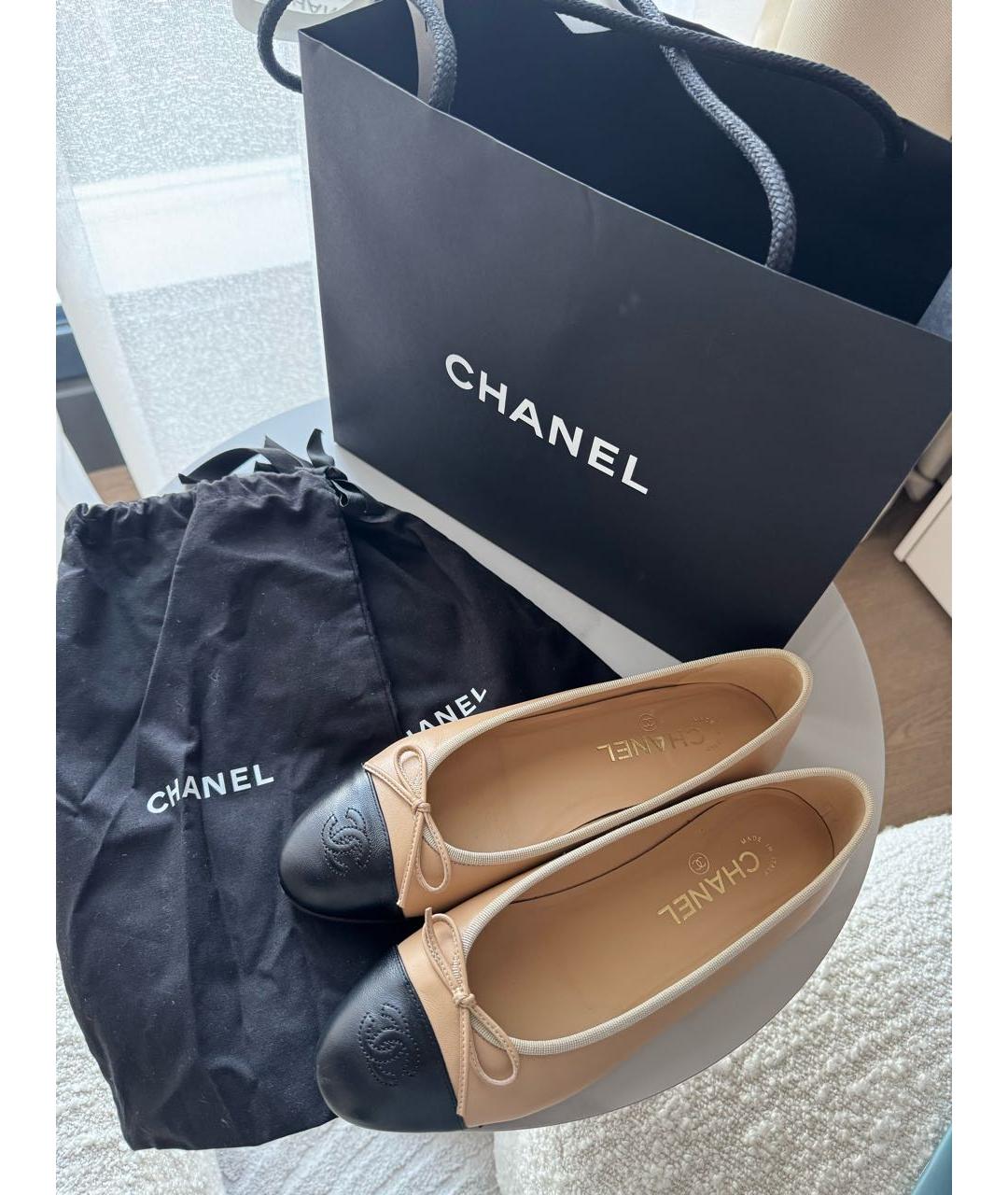 CHANEL Бежевые кожаные балетки, фото 7