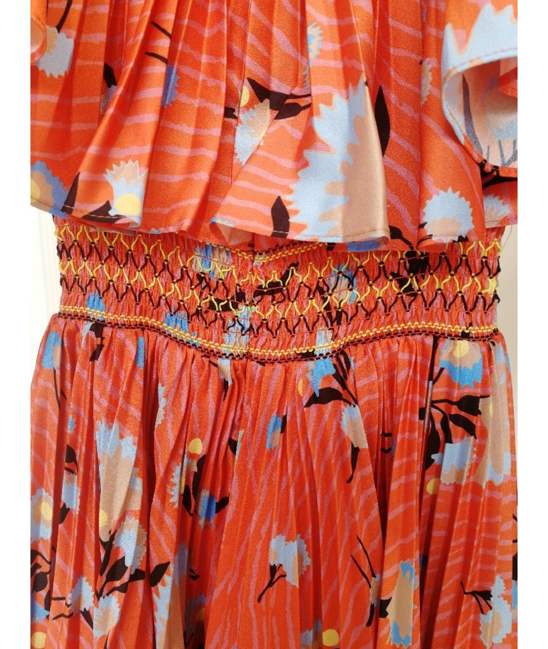 SELF-PORTRAIT Коралловое полиэстеровое повседневное платье, фото 5