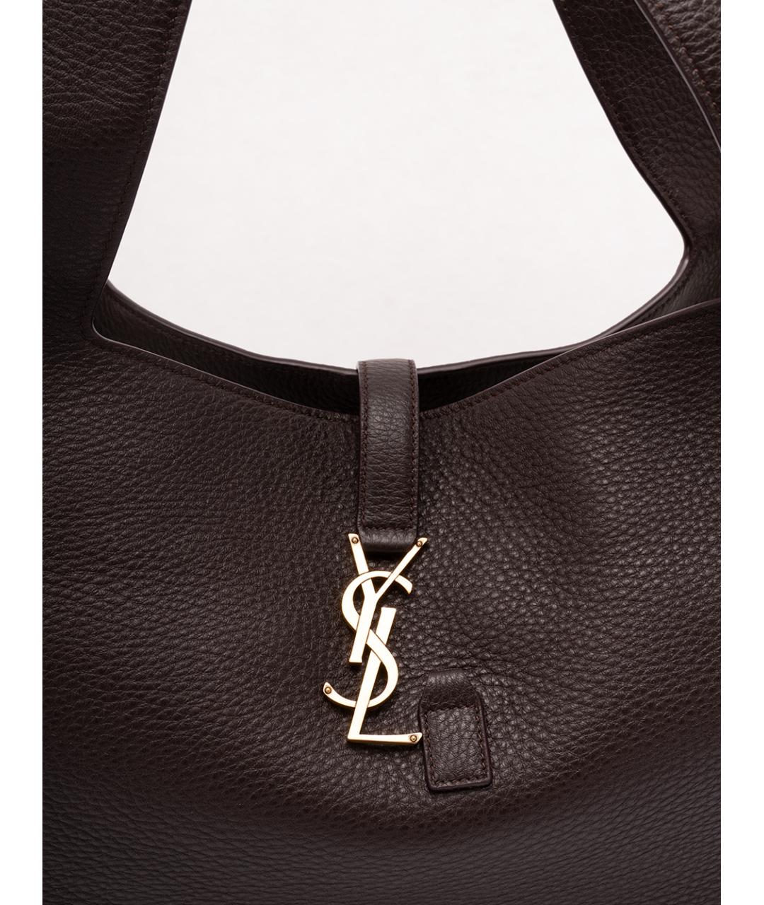 SAINT LAURENT Коричневая кожаная сумка тоут, фото 4