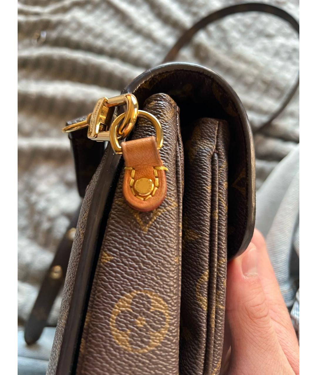 LOUIS VUITTON Коричневая кожаная сумка через плечо, фото 6