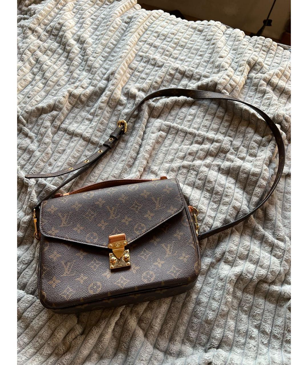LOUIS VUITTON Коричневая кожаная сумка через плечо, фото 9