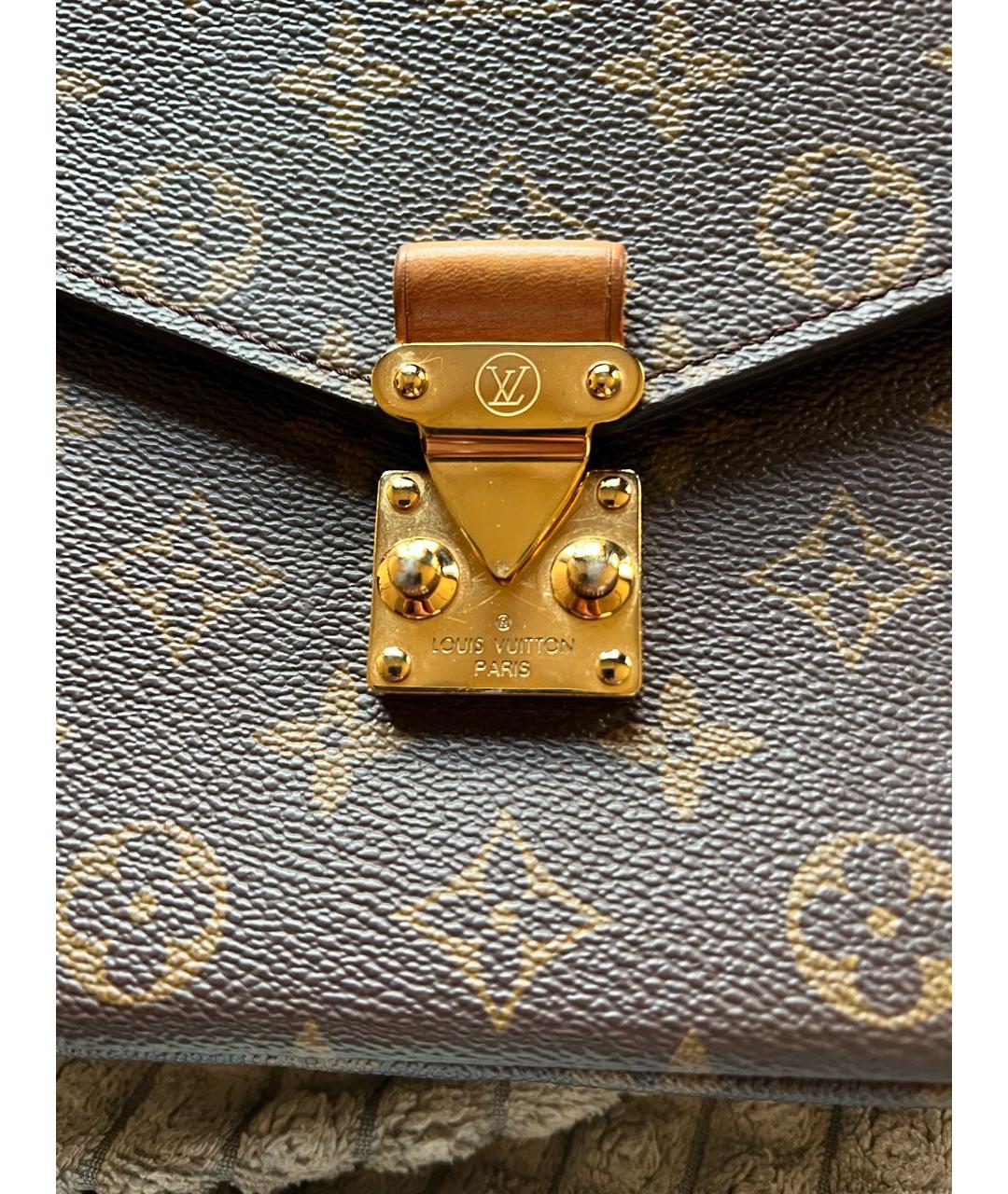 LOUIS VUITTON Коричневая кожаная сумка через плечо, фото 4