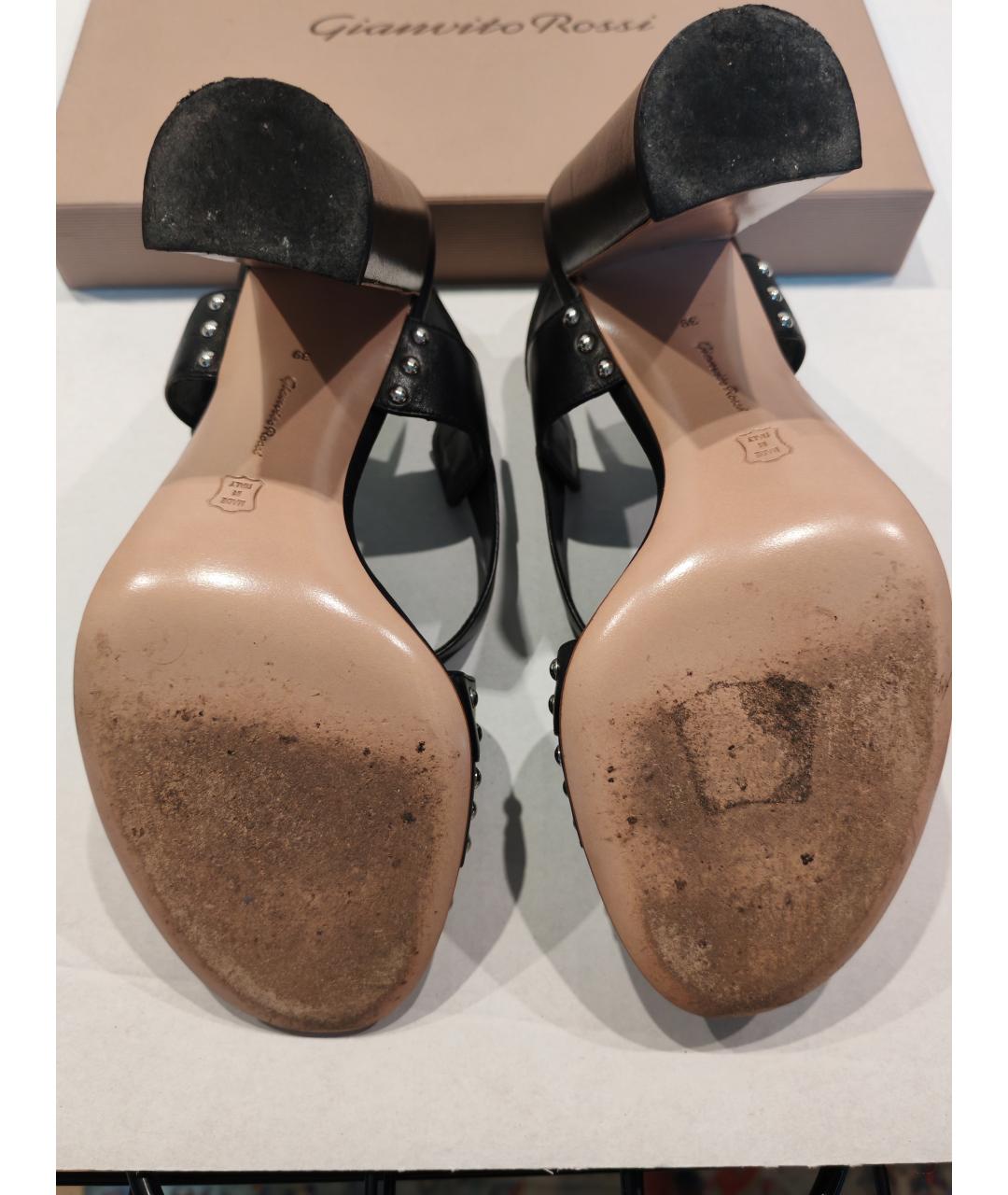 GIANVITO ROSSI Черные кожаные босоножки, фото 3