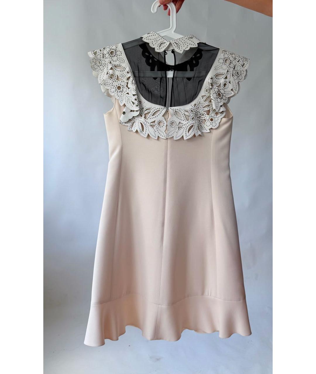VALENTINO Бежевое шерстяное коктейльное платье, фото 2