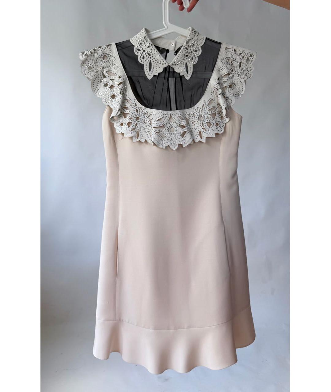 VALENTINO Бежевое шерстяное коктейльное платье, фото 7