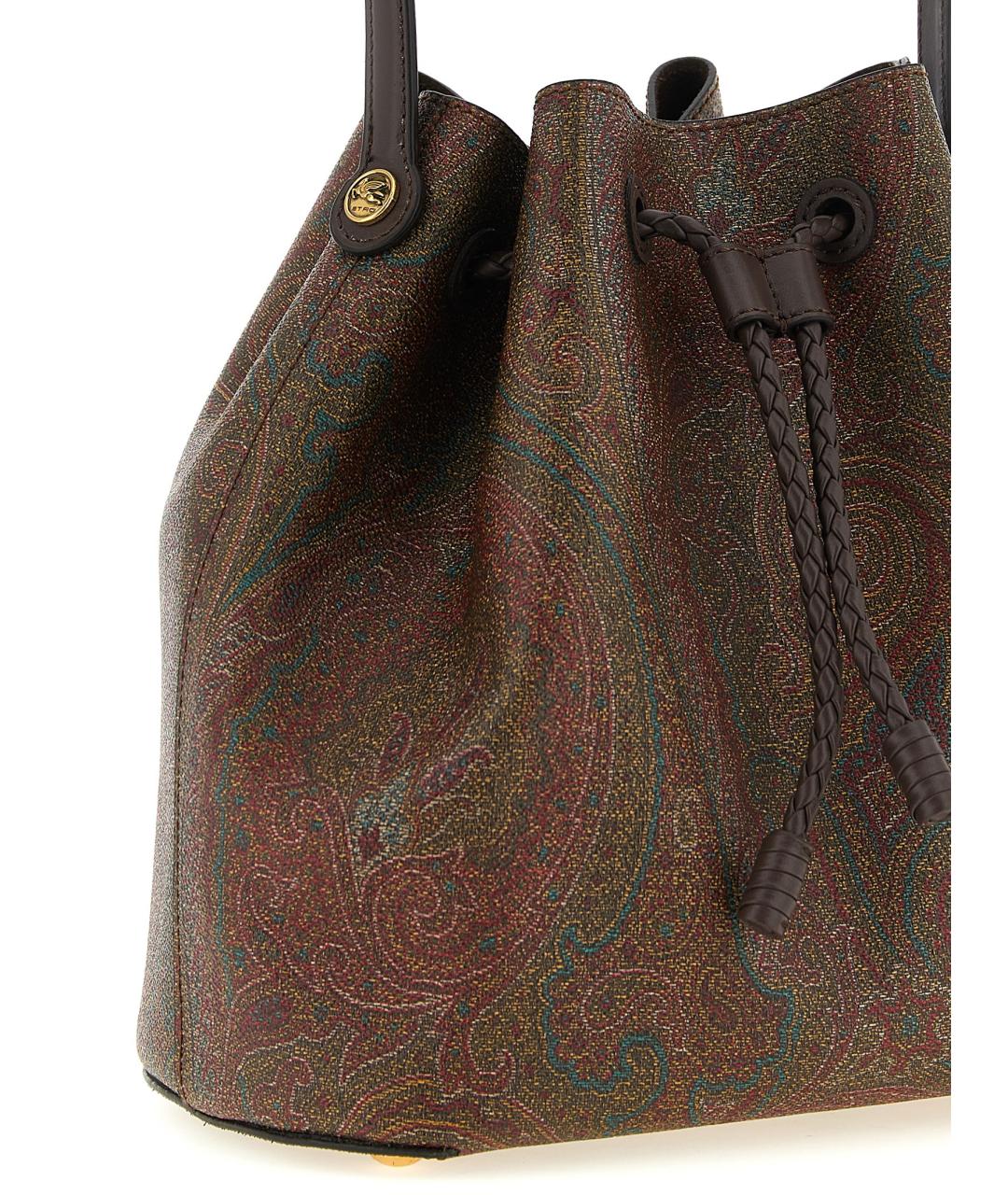 ETRO Коричневая хлопковая сумка с короткими ручками, фото 4