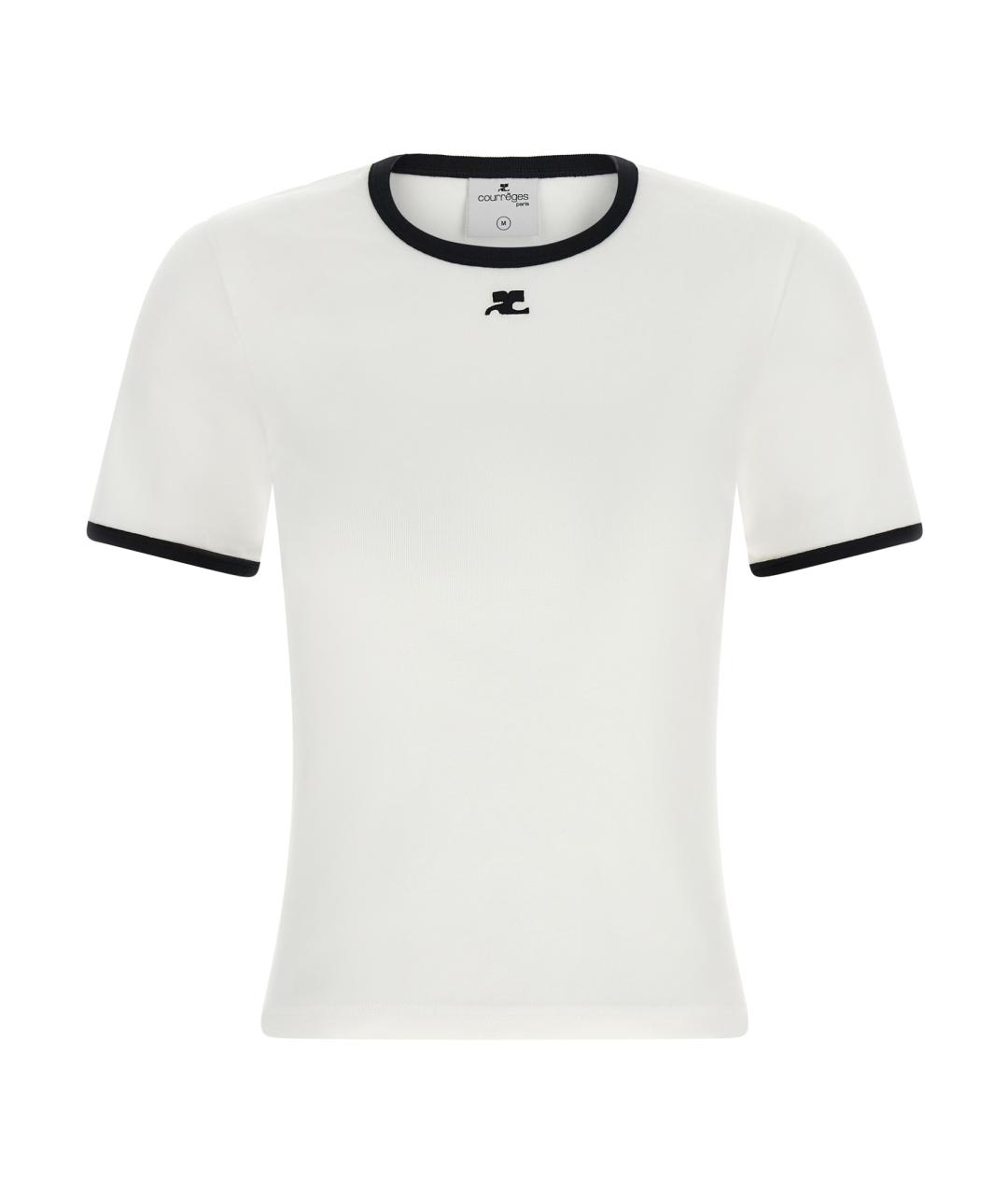 COURREGES Белая хлопковая футболка, фото 1