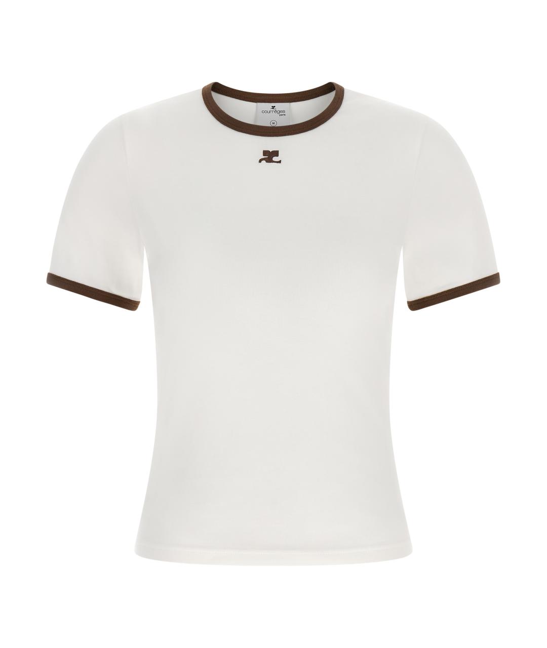 COURREGES Коричневая хлопковая футболка, фото 1