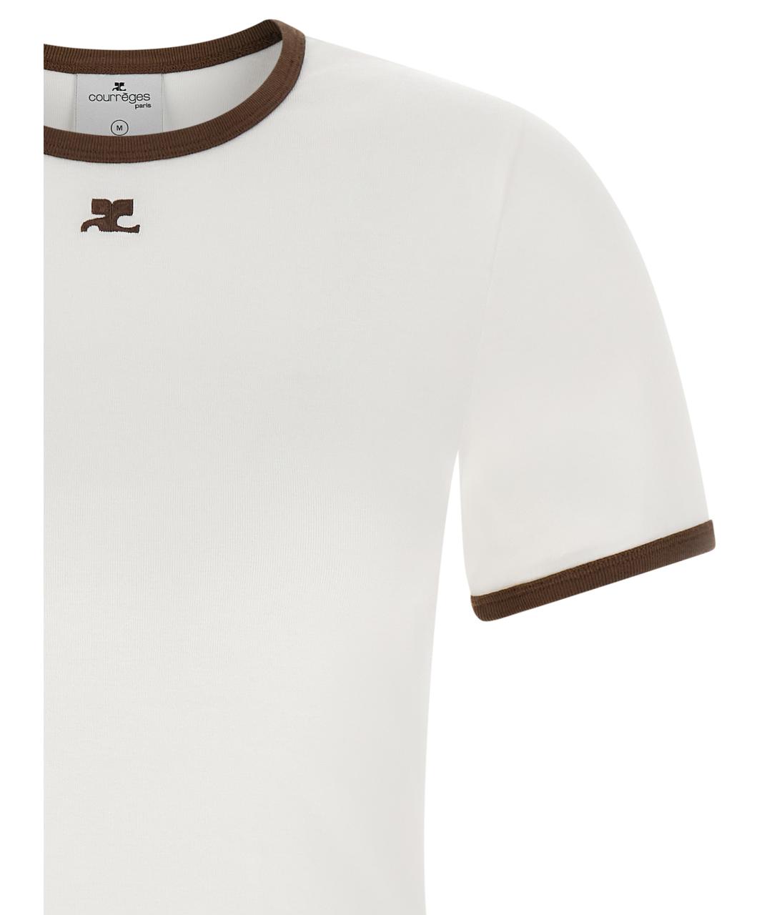 COURREGES Коричневая хлопковая футболка, фото 3