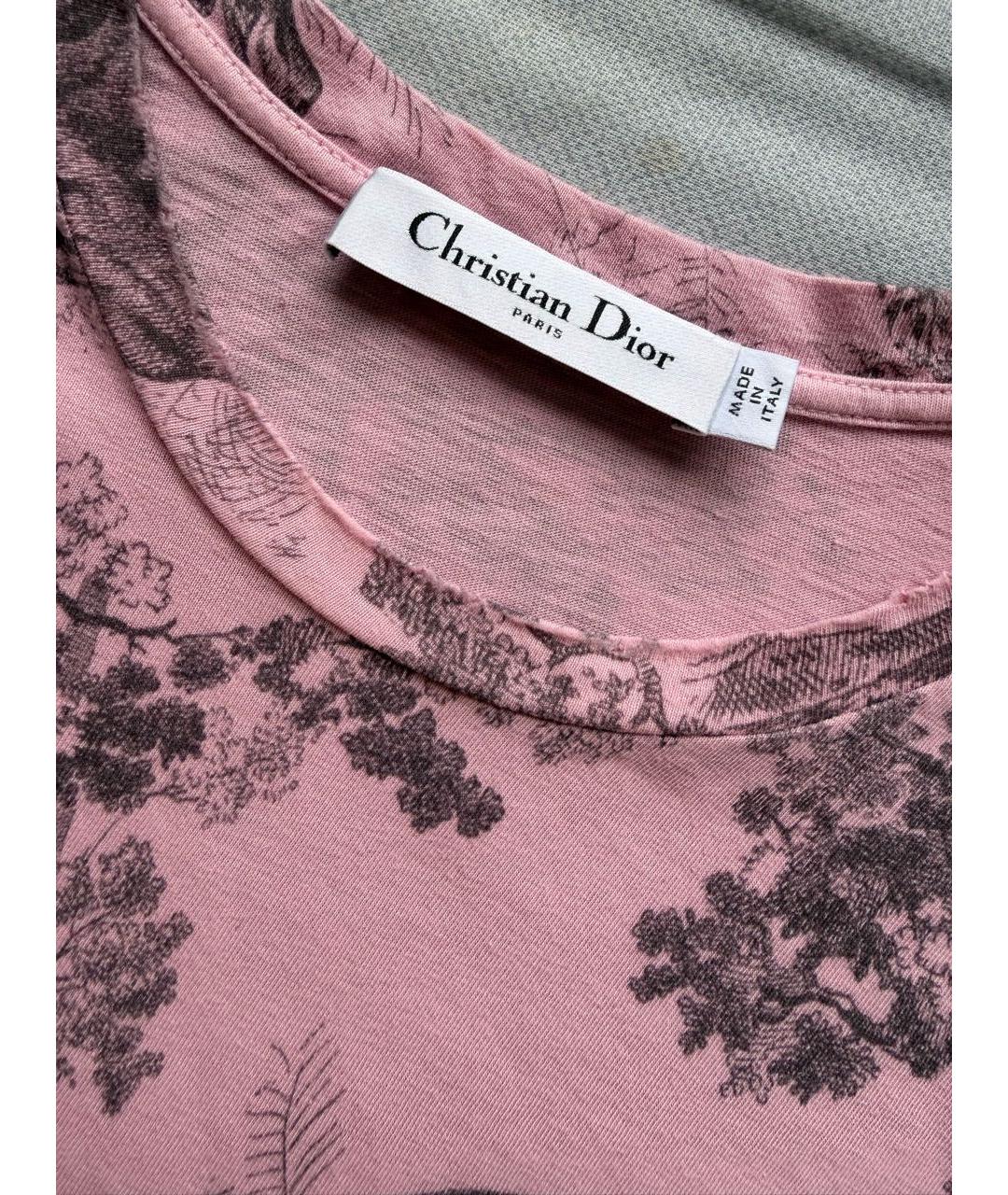 CHRISTIAN DIOR Розовая хлопковая футболка, фото 2