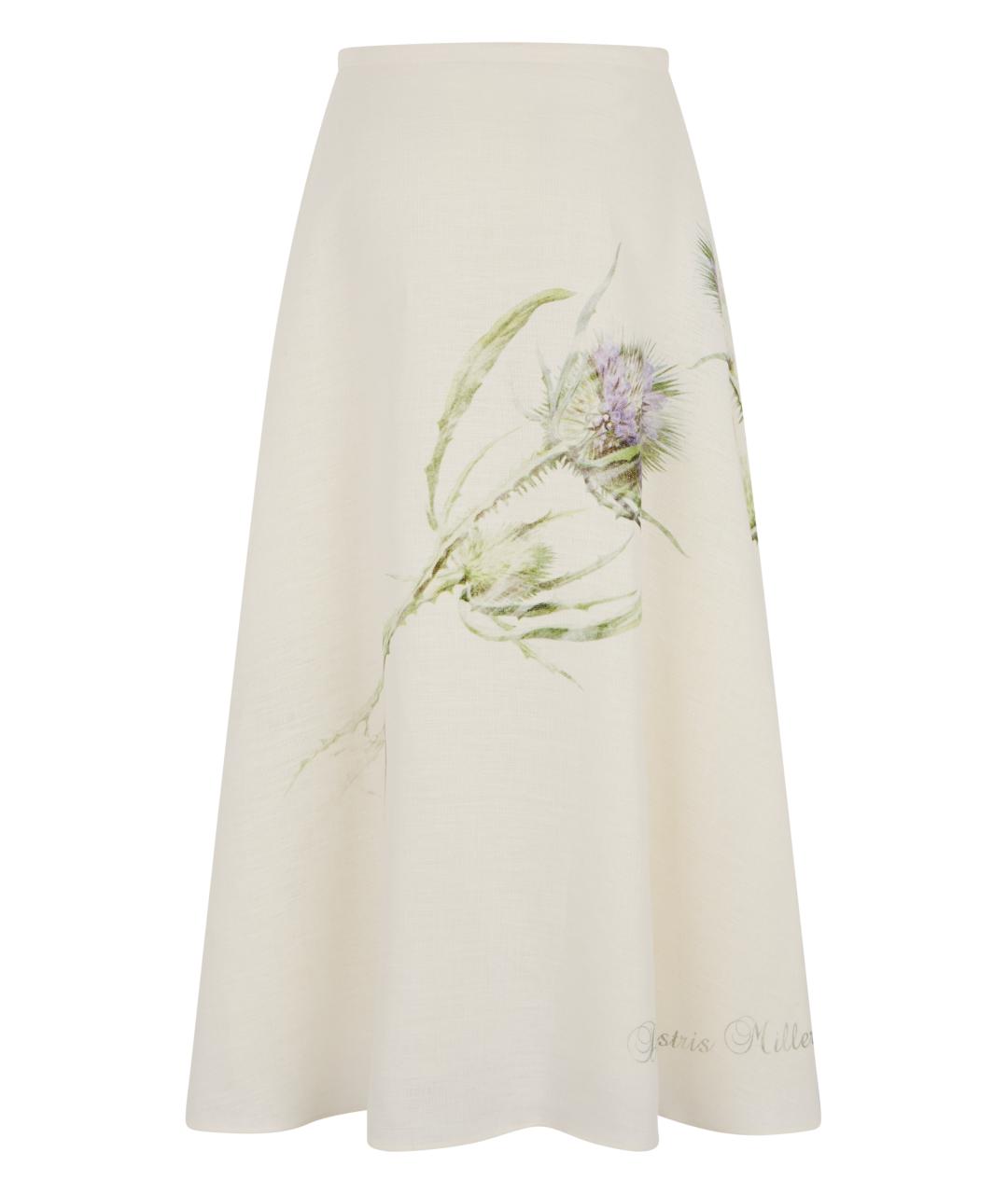 ALBERTA FERRETTI Бежевая льняная юбка миди, фото 2