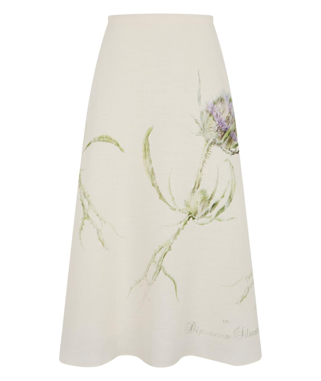 ALBERTA FERRETTI Бежевая льняная юбка миди, фото 1