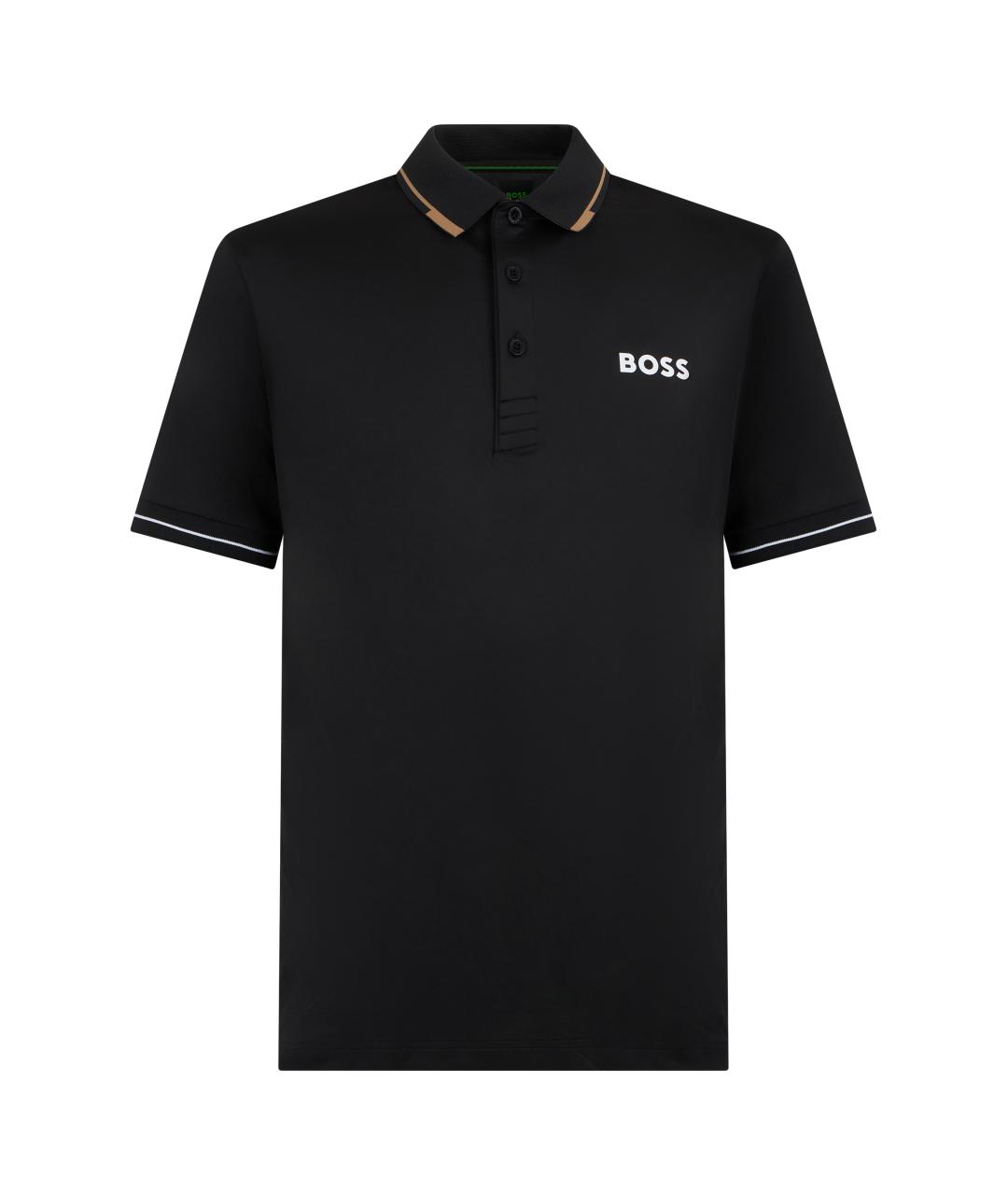 HUGO BOSS Черное хлопковое поло с коротким рукавом, фото 1