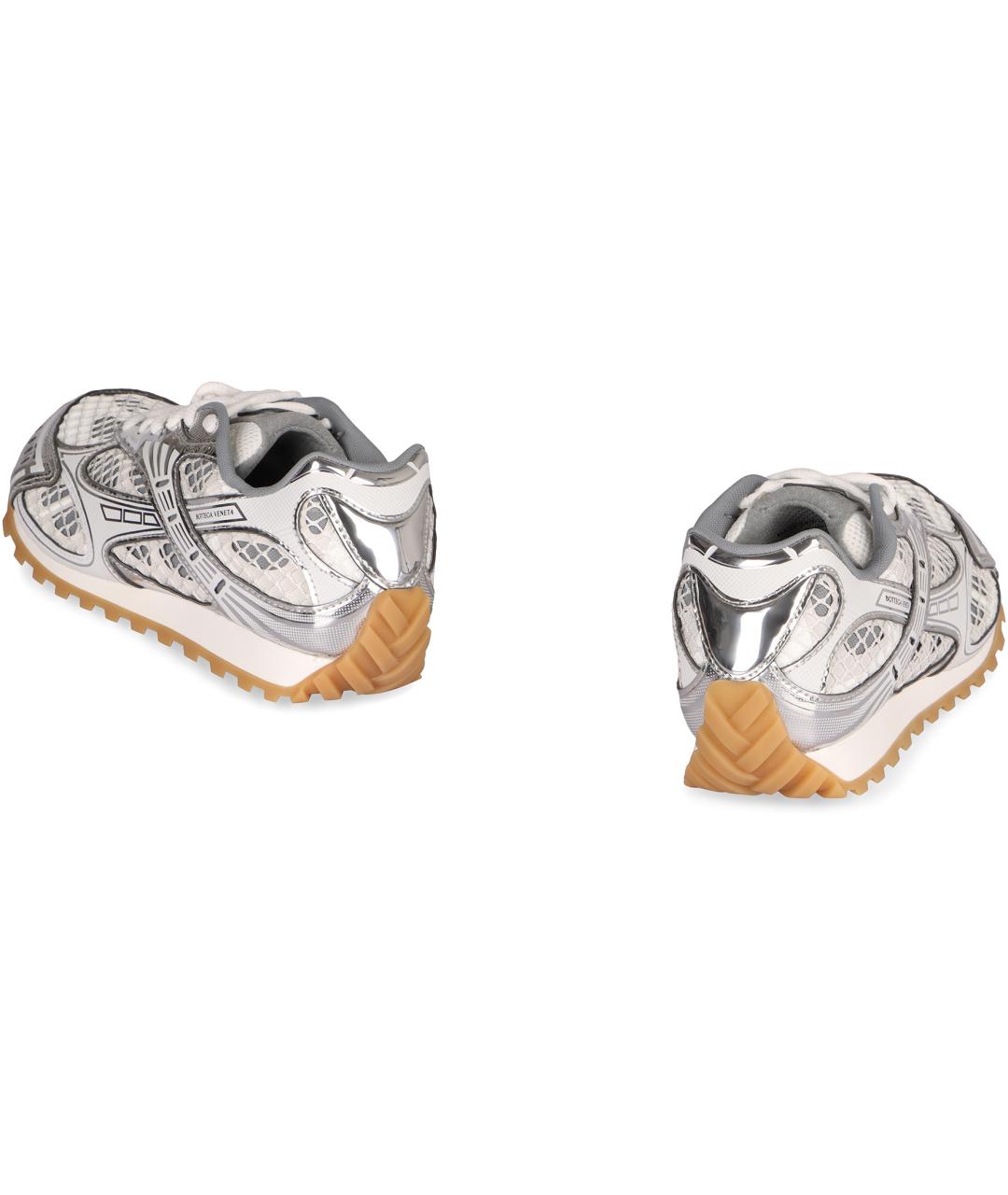 BOTTEGA VENETA Серебряные текстильные кроссовки, фото 4