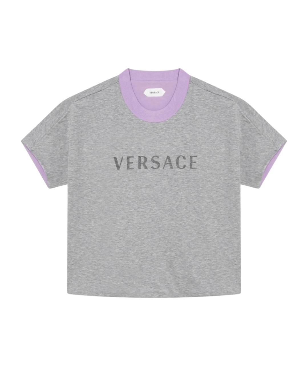 VERSACE Серая хлопковая футболка, фото 1