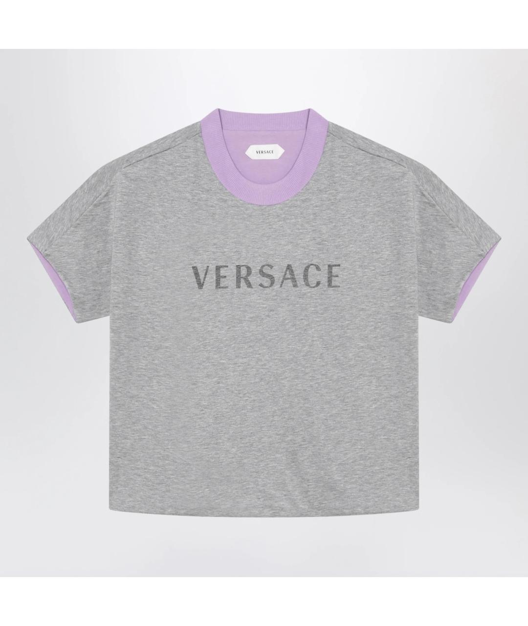 VERSACE Серая хлопковая футболка, фото 3