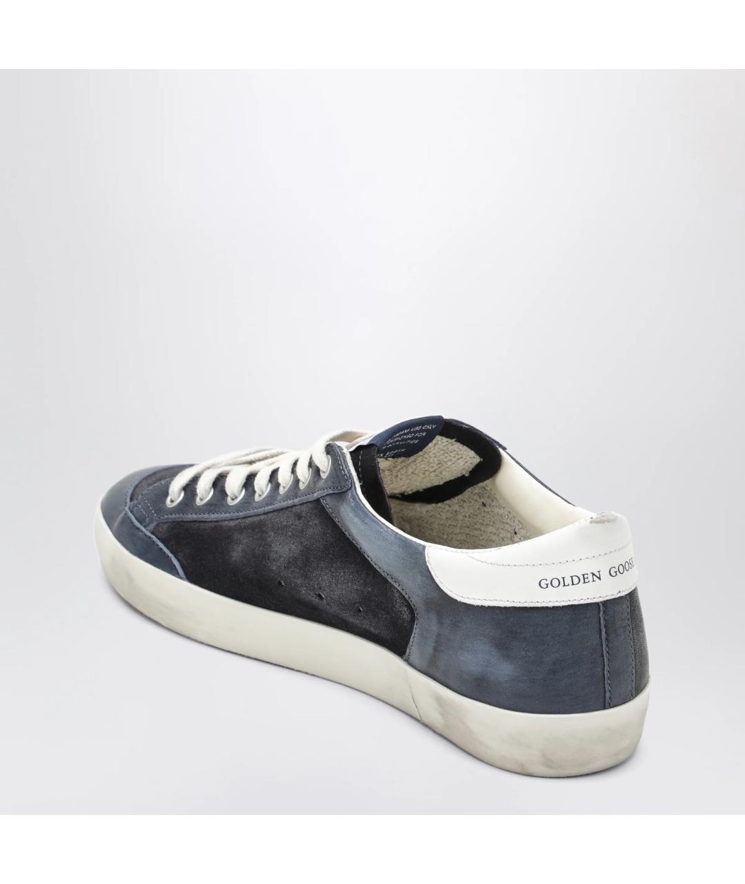 GOLDEN GOOSE Темно-синие кожаные низкие кроссовки / кеды, фото 2