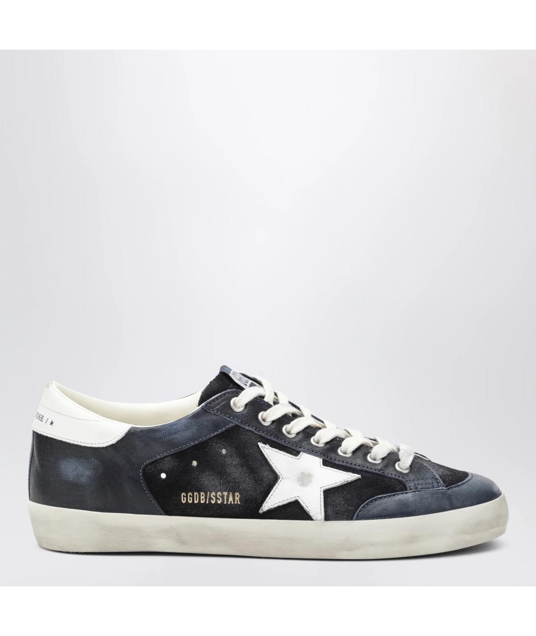GOLDEN GOOSE Темно-синие кожаные низкие кроссовки / кеды, фото 3