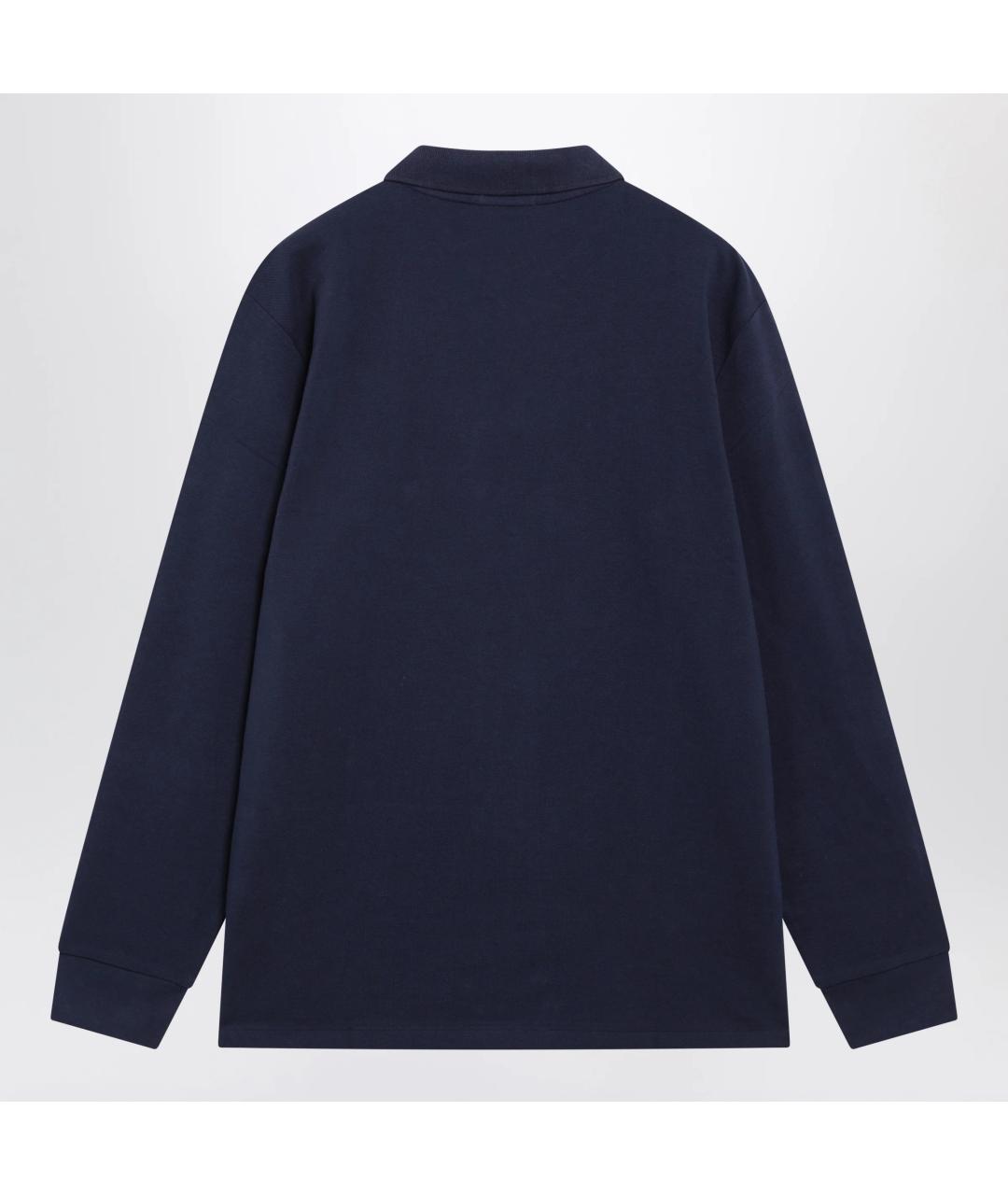 POLO RALPH LAUREN Темно-синее хлопковое поло с длинным рукавом, фото 2