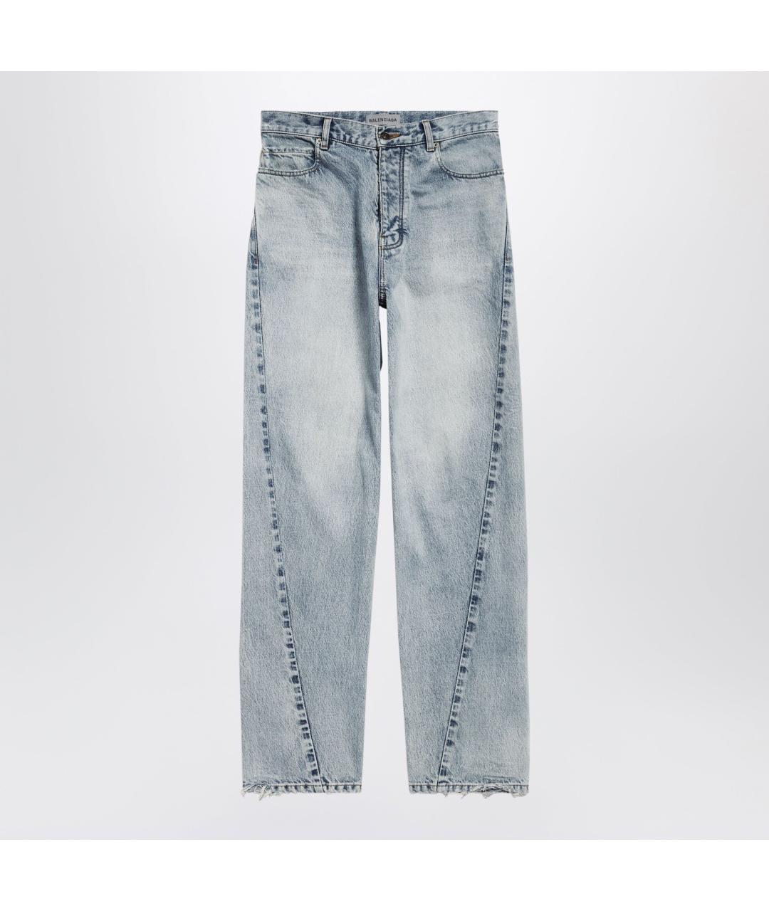 BALENCIAGA Голубые хлопковые прямые джинсы, фото 3