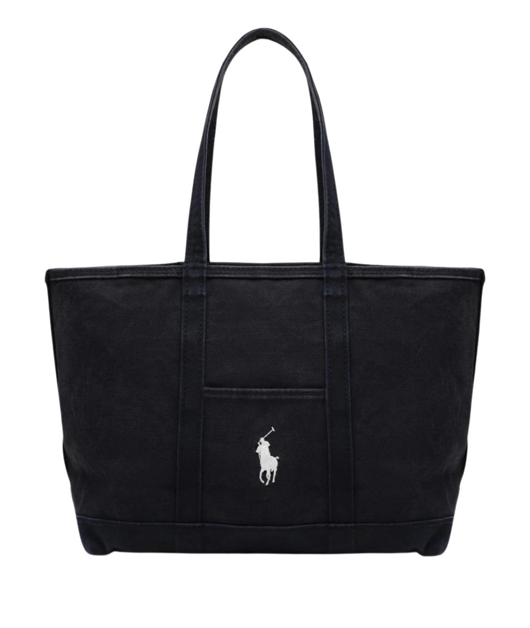 POLO RALPH LAUREN Темно-синяя хлопковая сумка тоут, фото 1