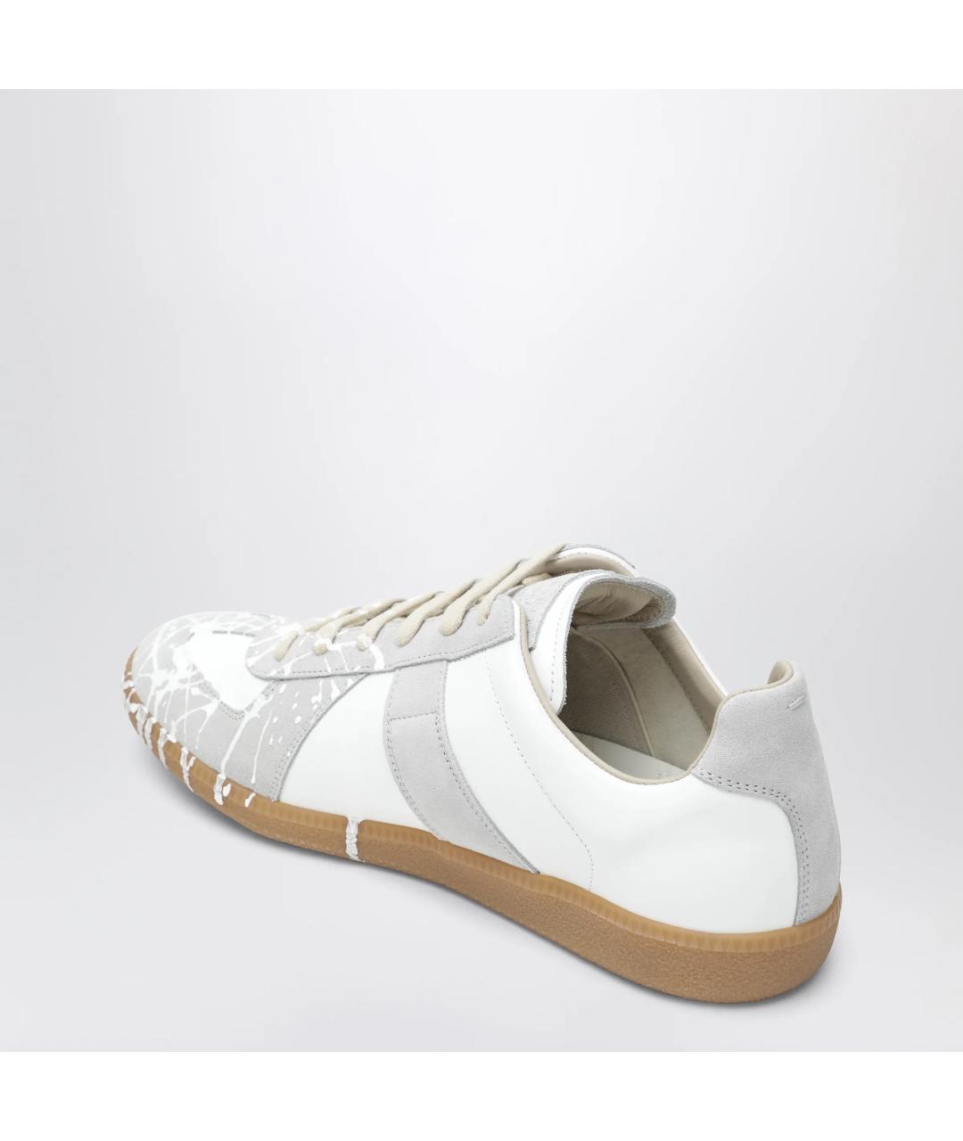 MAISON MARGIELA Белые кожаные низкие кроссовки / кеды, фото 2
