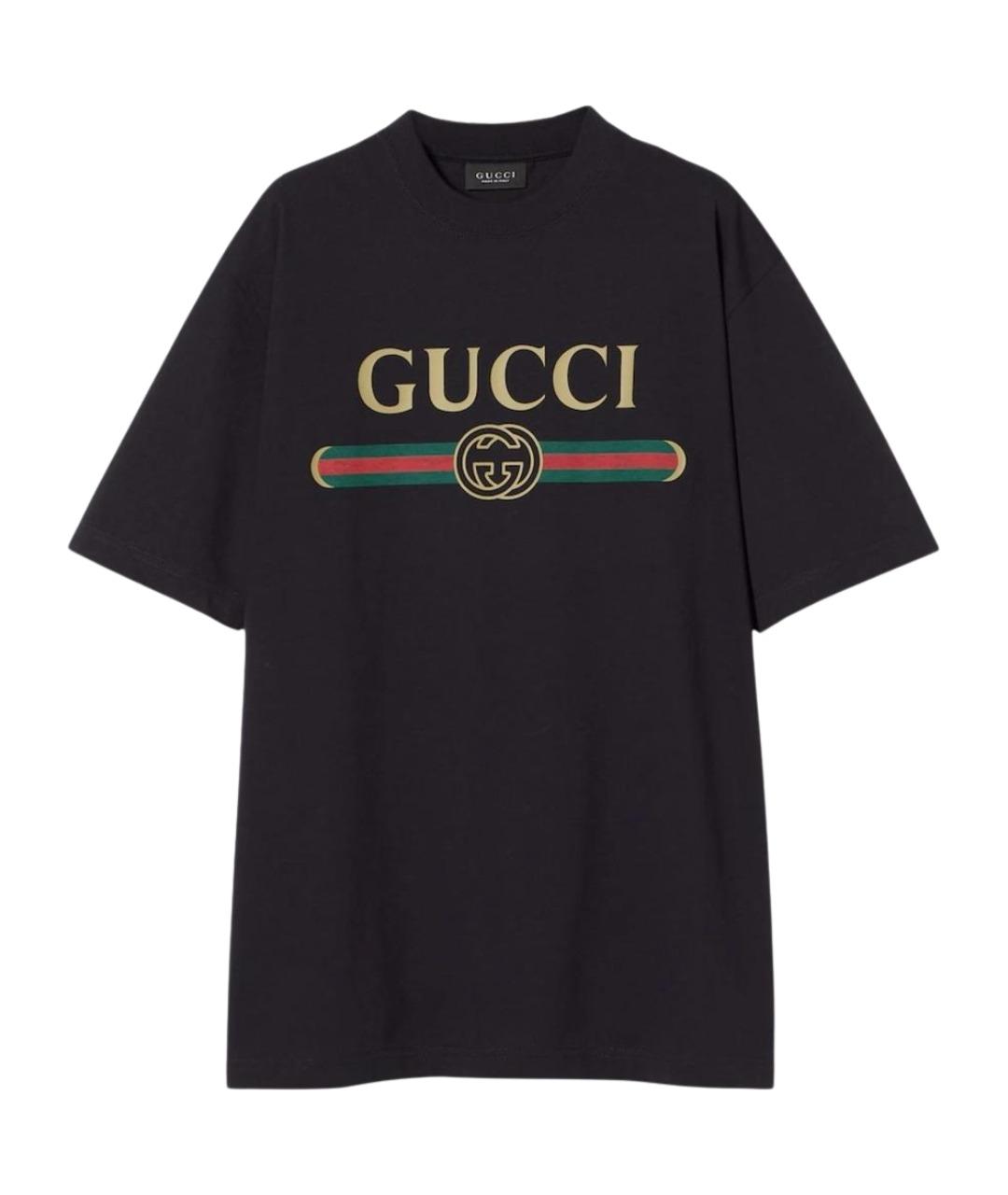 GUCCI Черная хлопковая футболка, фото 1