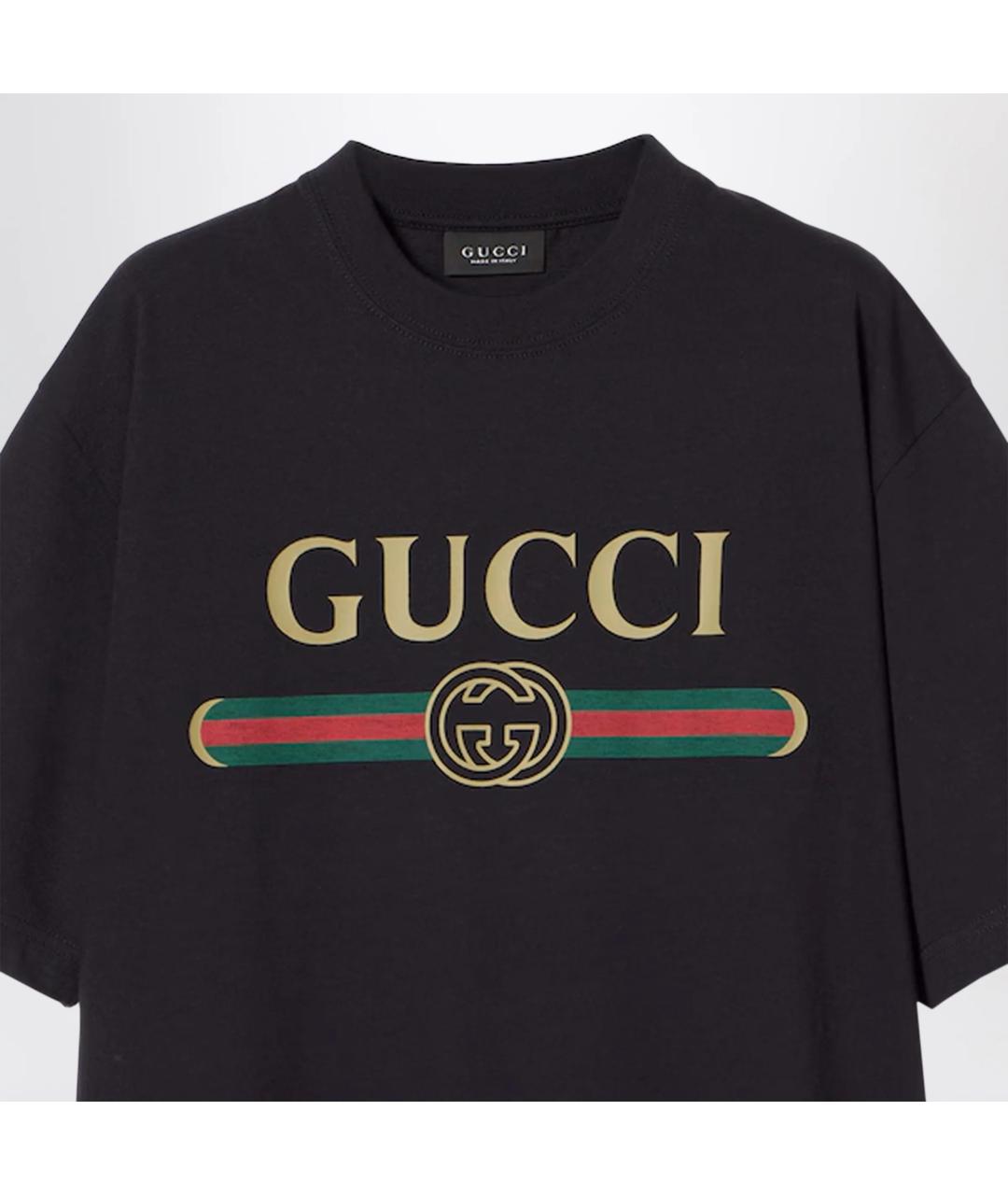 GUCCI Черная хлопковая футболка, фото 2