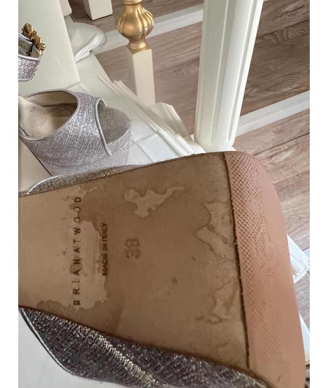 BRIAN ATWOOD Серебряные текстильные босоножки, фото 3