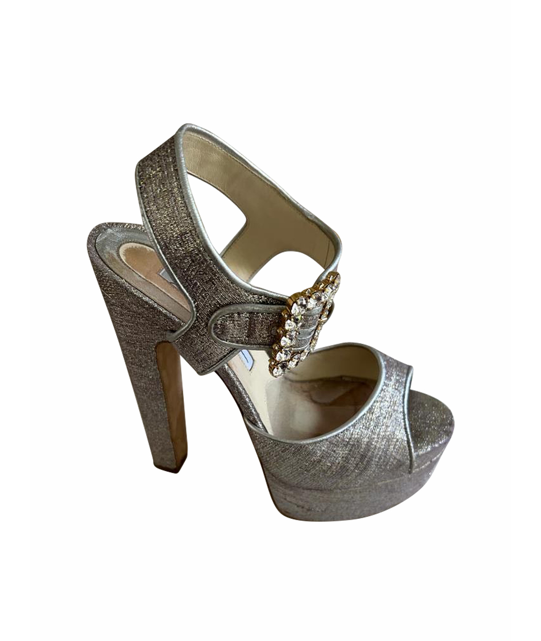 BRIAN ATWOOD Серебряные текстильные босоножки, фото 1