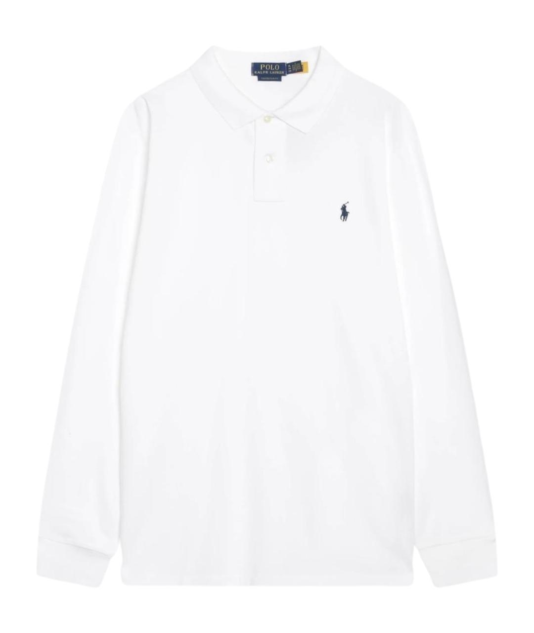 POLO RALPH LAUREN Белое хлопковое поло с длинным рукавом, фото 1