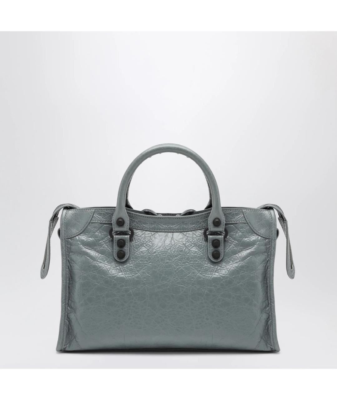 BALENCIAGA Голубая кожаная сумка тоут, фото 2