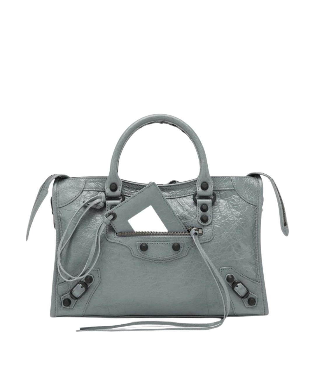 BALENCIAGA Голубая кожаная сумка тоут, фото 1