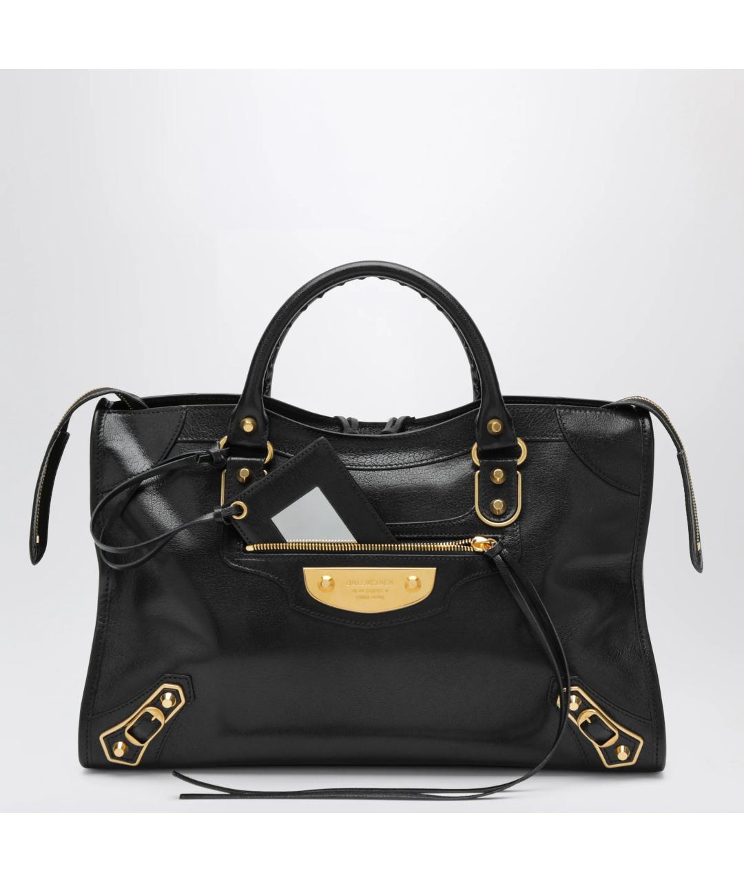 BALENCIAGA Черная кожаная сумка тоут, фото 3