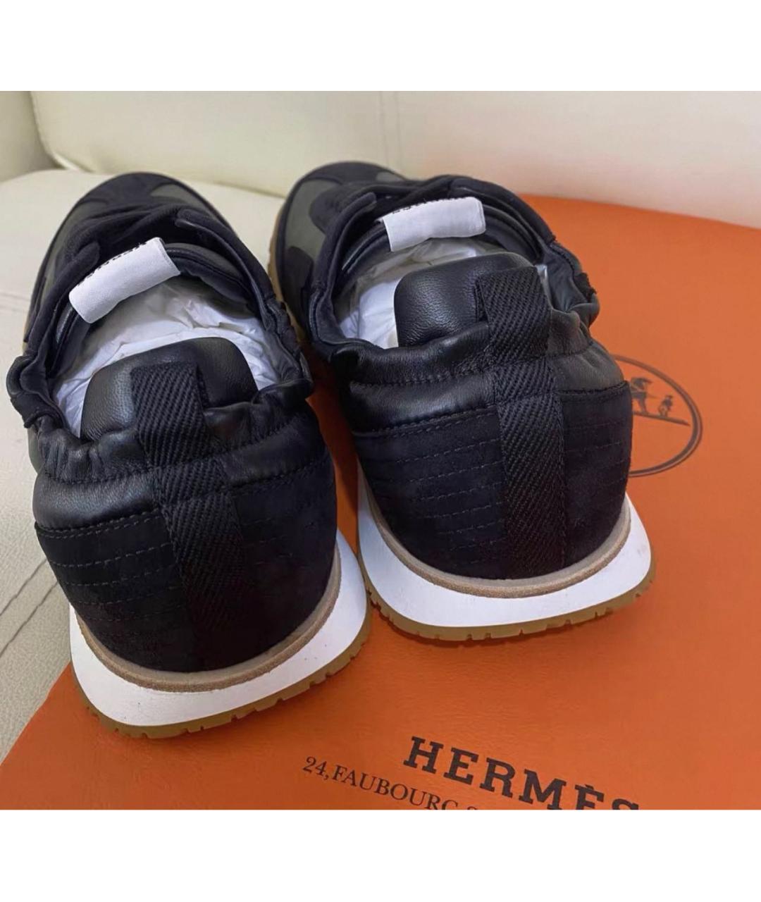 HERMES Черные кожаные низкие кроссовки / кеды, фото 5