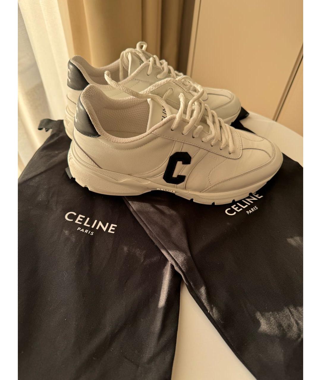 CELINE Белые кожаные кроссовки, фото 7