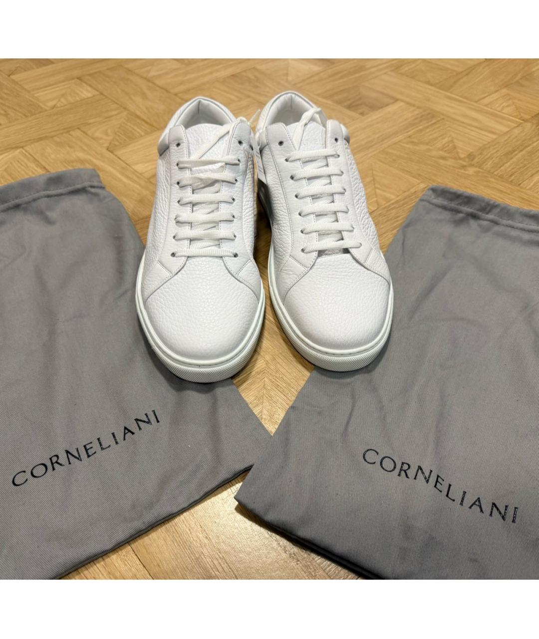 CORNELIANI Белые кожаные низкие кроссовки / кеды, фото 5
