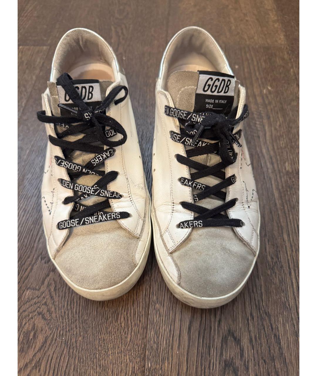 GOLDEN GOOSE Белые кожаные кеды, фото 2