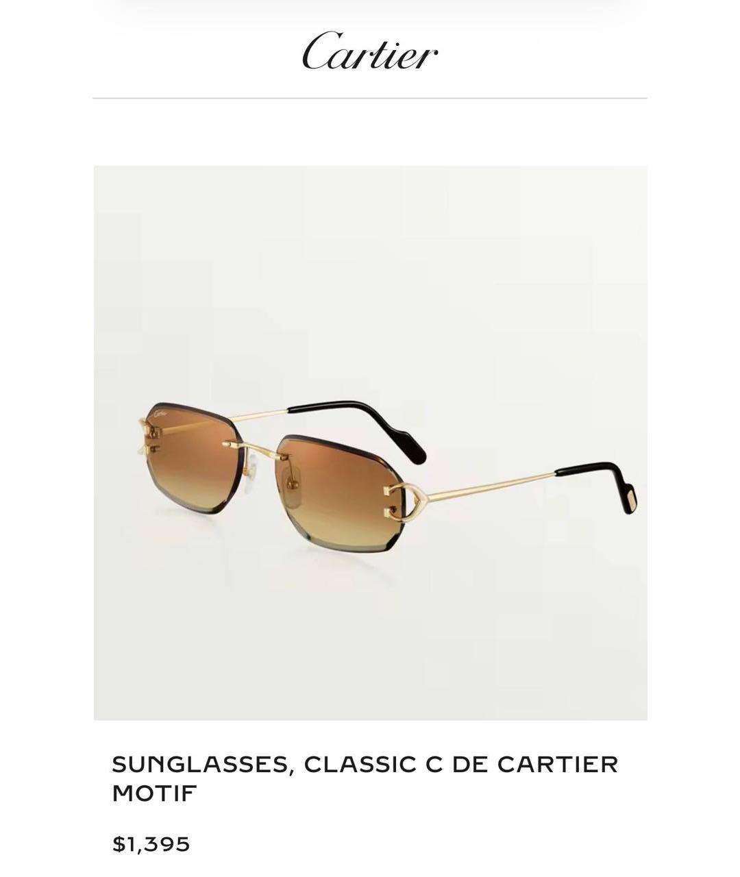 CARTIER Золотые солнцезащитные очки, фото 5