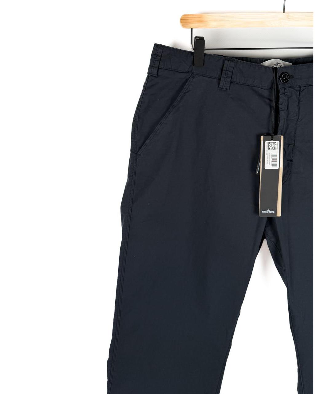 STONE ISLAND Темно-синие хлопко-эластановые повседневные брюки, фото 3