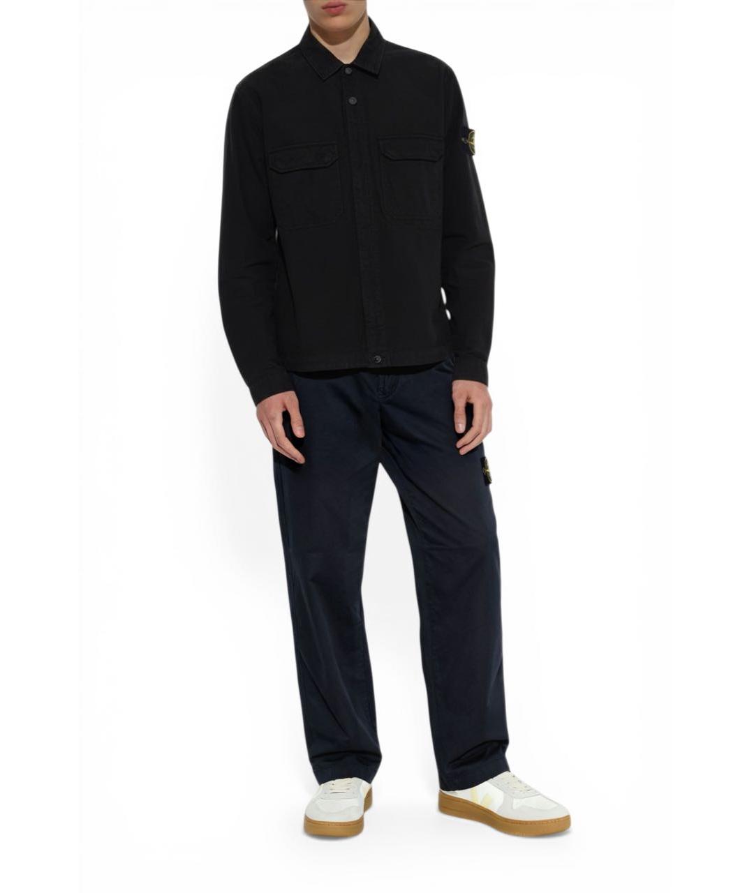 STONE ISLAND Темно-синие хлопко-эластановые повседневные брюки, фото 7