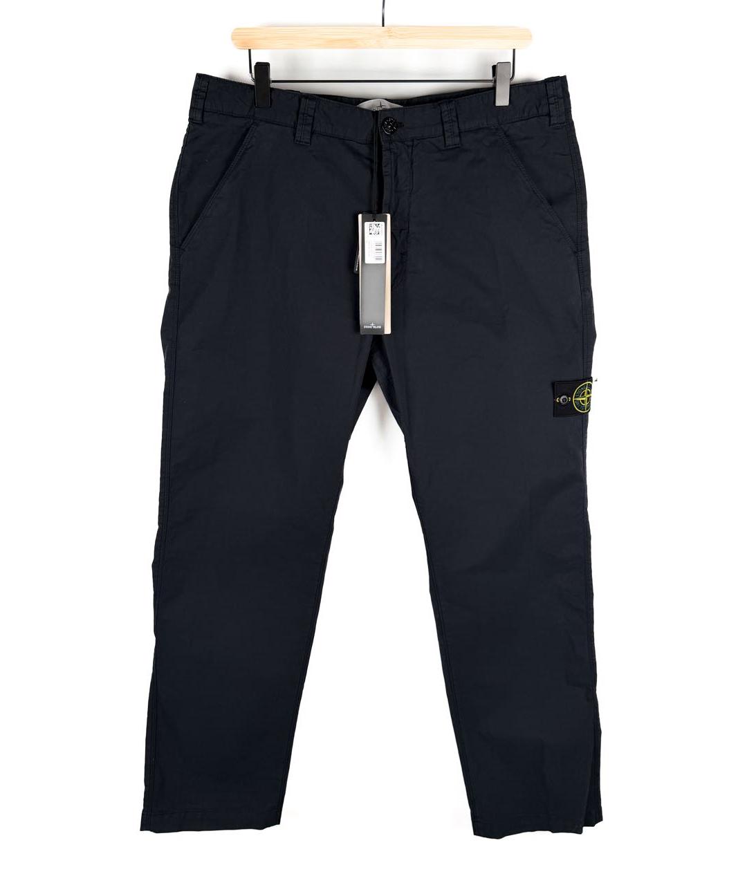 STONE ISLAND Темно-синие хлопко-эластановые повседневные брюки, фото 9