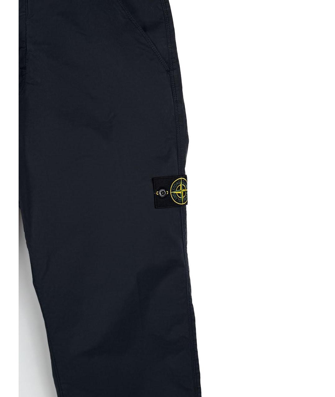 STONE ISLAND Темно-синие хлопко-эластановые повседневные брюки, фото 5