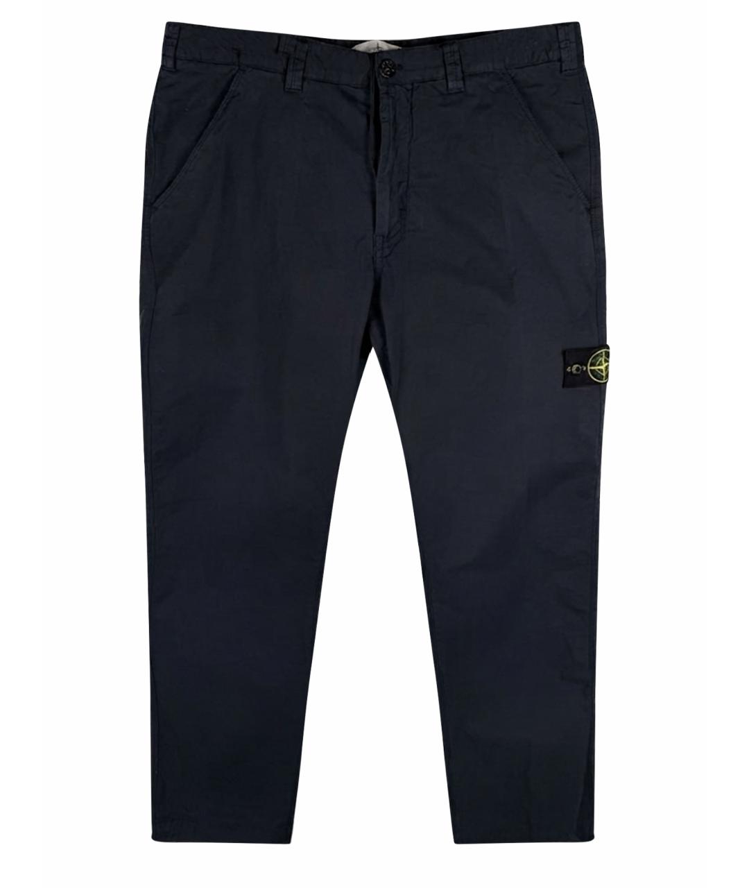 STONE ISLAND Темно-синие хлопко-эластановые повседневные брюки, фото 1