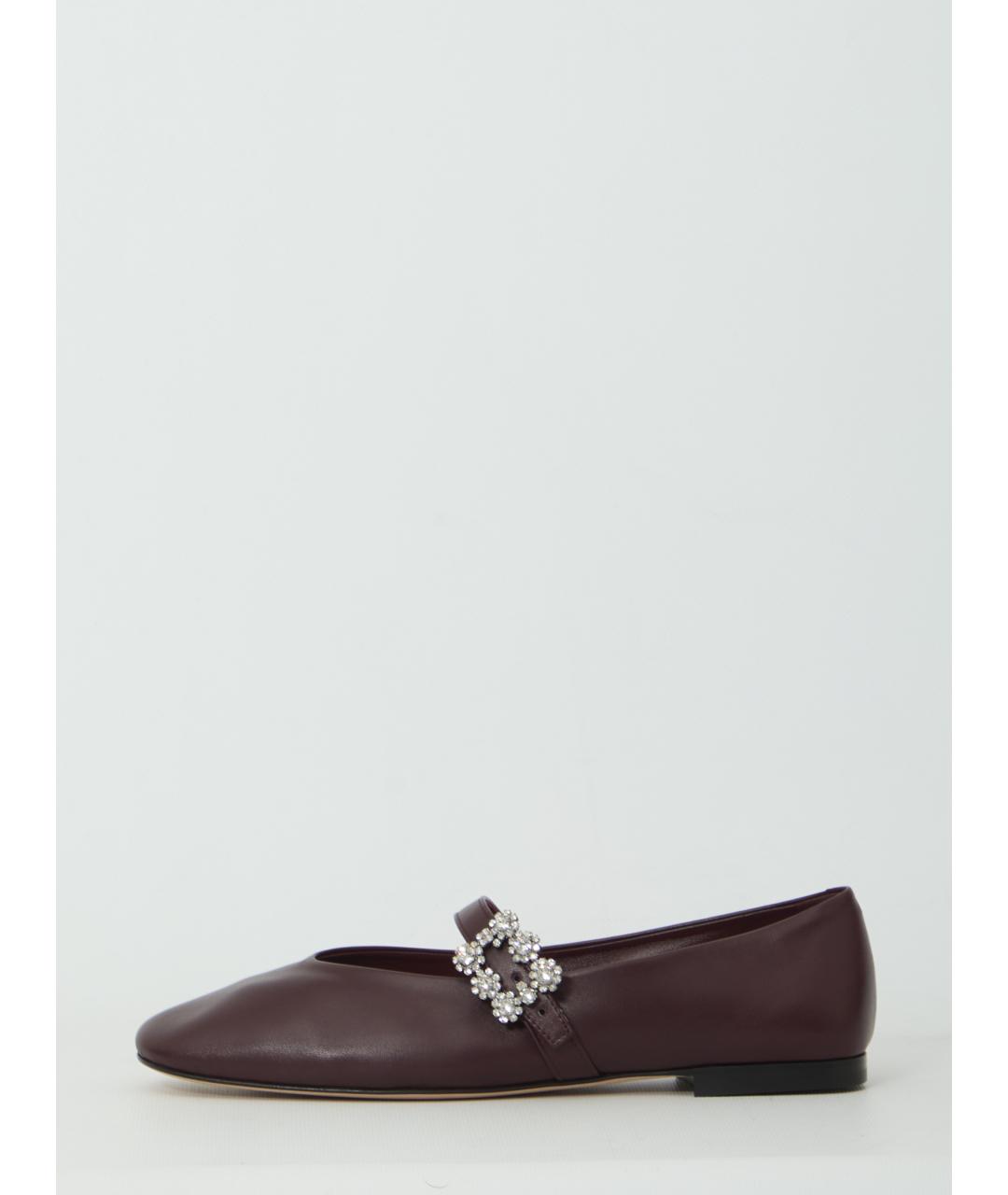 ROGER VIVIER Бордовые кожаные балетки, фото 4