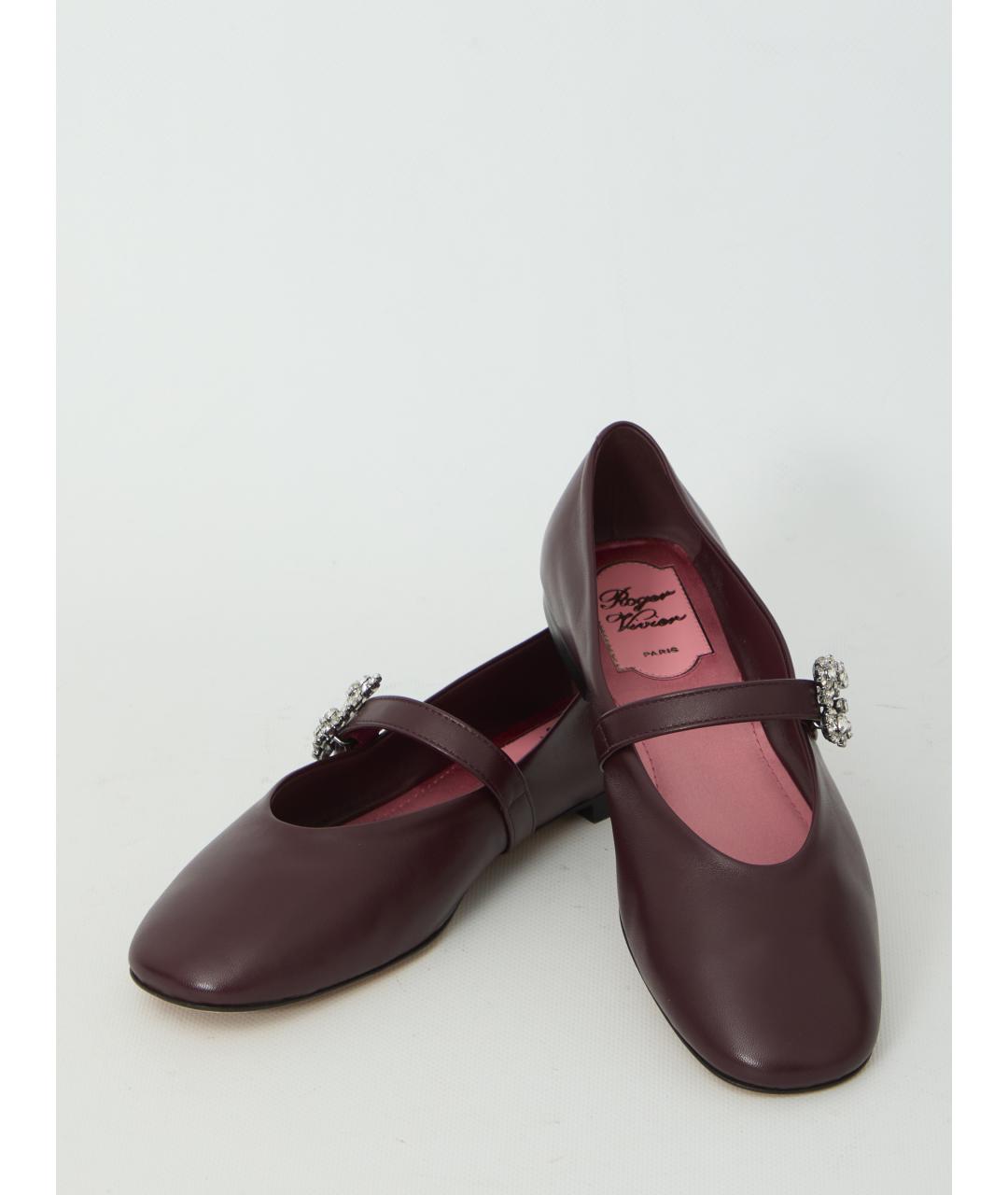 ROGER VIVIER Бордовые кожаные балетки, фото 5